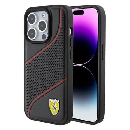 Kryt Ferrari PERFORATED WAVES iPhone 15 Pro černý