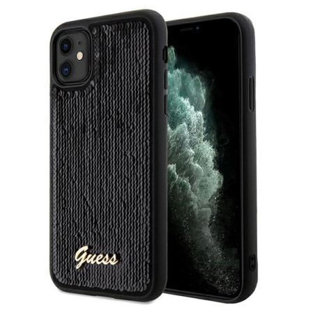 Kryt Guess Sequin Script Metal iPhone 11/XR černý