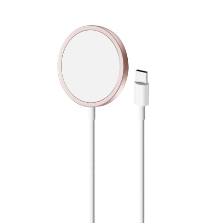 Magnetická bezdrátová indukční nabíjecí stanice Puro USB-C, kompatibilní s MagSafe, 1 m - růžová