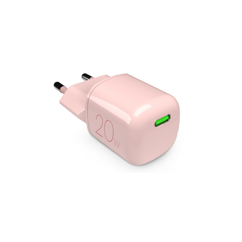 Nabíječka do sítě Puro 20W GaN USB-C - světle růžová