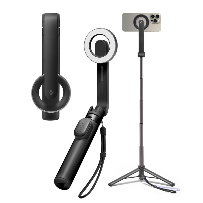 Selfie tyč Spigen S571W MagSafe Bluetooth se stativem - černá