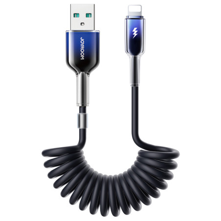 Joyroom S-A43 Crystal-Clear Series 3A USB-A - Lightning spiral cable 1.5m - black