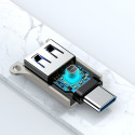Joyroom S-H151 USB-C (male) / USB-A (female) Adapter with Lanyard Eyelet - Silver