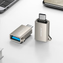 Adaptér Joyroom S-H151 USB-C (samec) / USB-A (samice) s očkem na šňůrku - stříbrný
