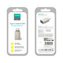 Adaptér Joyroom S-H151 USB-C (samec) / USB-A (samice) s očkem na šňůrku - stříbrný