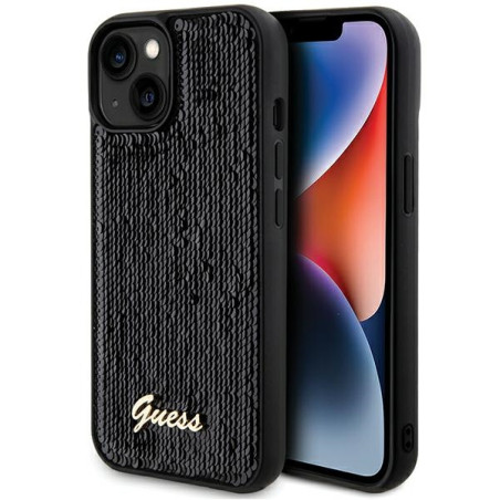 Kryt Guess Sequin Script Metal pro iPhone 14/15/13 - black