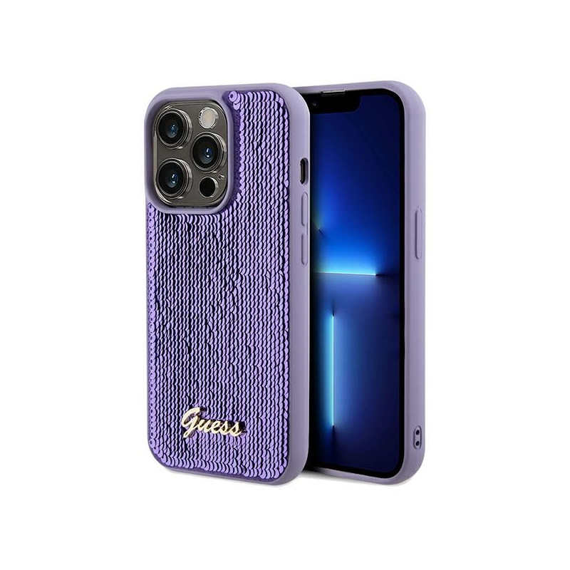 Kryt Guess Sequin Script Metal pro iPhone 14 Pro Max - fialová