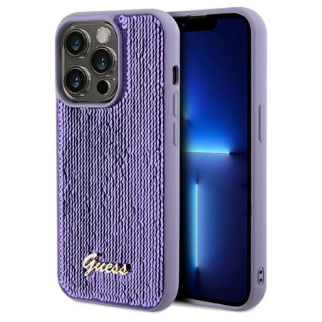 Kryt Guess Sequin Script Metal iPhone 14 Pro Max fialová