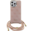 Kryt Guess CROSSBODY CORD 4G Print iPhone 15 Pro - růžová