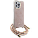 Kryt Guess CROSSBODY CORD 4G Print iPhone 15 Pro - růžová