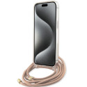 Kryt Guess CROSSBODY CORD 4G Print iPhone 15 Pro - růžová