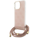 Kryt Guess CROSSBODY CORD 4G Print iPhone 15 Pro - růžová