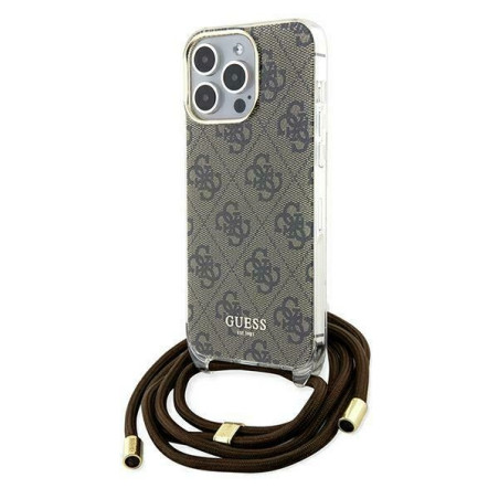 Pouzdro Guess Crossbody Cord 4G Print iPhone 15 Pro - hnědá