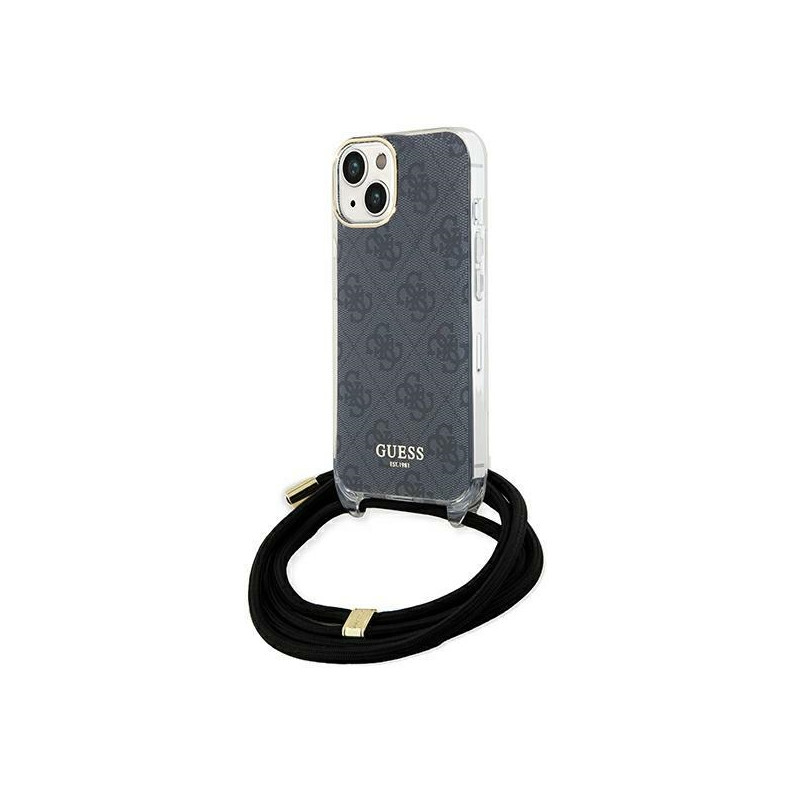 Kryt Guess Crossbody Cord 4G Print pro iPhone 15/14/13 - černý