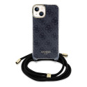 Kryt Guess Crossbody Cord 4G Print iPhone 15/14/13 černý