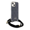 Kryt Guess Crossbody Cord 4G Print iPhone 15/14/13 černý