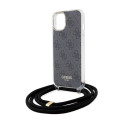 Kryt Guess Crossbody Cord 4G Print iPhone 15/14/13 černý