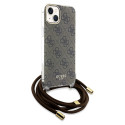 Pouzdro Guess CROSSBODY CORD 4G Print iPhone 15/14/13 – hnědé