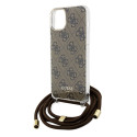 Pouzdro Guess CROSSBODY CORD 4G Print iPhone 15/14/13 – hnědé