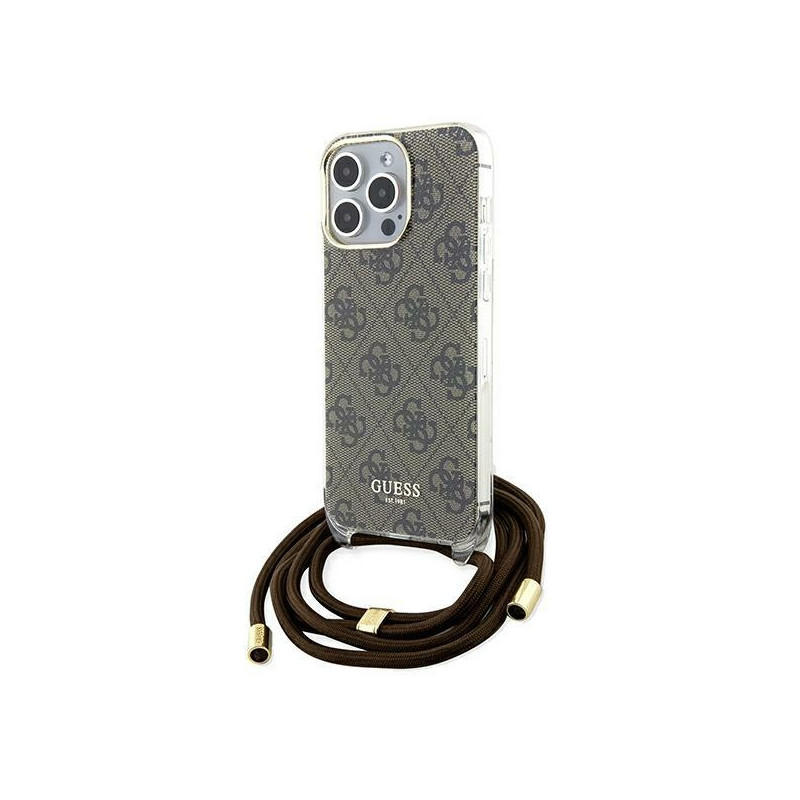 Kryt Guess CROSSBODY CORD 4G Print pro iPhone 15 Pro Max - hnědý