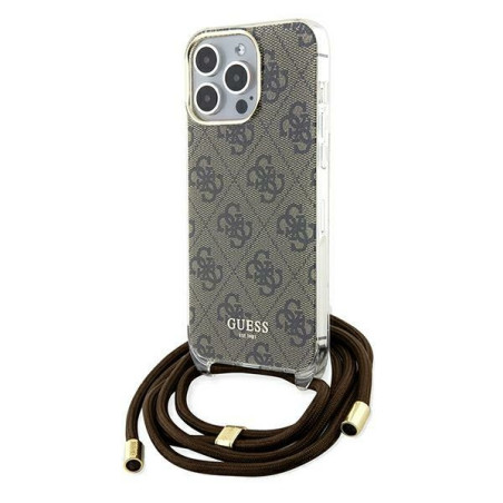Kryt Guess CROSSBODY CORD 4G Print iPhone 15 Pro Max - hnědý