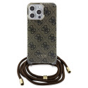 Kryt Guess CROSSBODY CORD 4G Print iPhone 15 Pro Max - hnědý