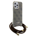 Kryt Guess CROSSBODY CORD 4G Print iPhone 15 Pro Max - hnědý