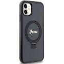 Kryt Guess RING STAND SCRIPT GLITTER iPhone 11 / XR - černý