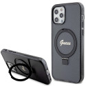 Kryt Guess Ring Stand Script Glitter pro iPhone 12/12 Pro - černý