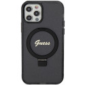Kryt Guess Ring Stand Script Glitter pro iPhone 12/12 Pro - černý