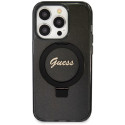 Kryt Guess RING STAND SCRIPT GLITTER iPhone 13 Pro Max – černý
