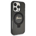 Kryt Guess RING STAND SCRIPT GLITTER iPhone 13 Pro Max – černý