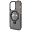 Kryt Guess RING STAND SCRIPT GLITTER iPhone 13 Pro Max – černý
