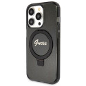 Kryt Guess Ring Stand Script Glitter iPhone 14 Pro Max - black
