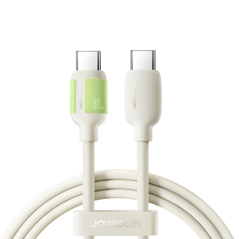 Kabel Joyroom S-A53 60W USB-C na USB-C s fluorescenčním koncem 1,2 m - béžový