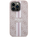 Kryt Guess 4G Printed Stripes MagSafe pro iPhone 15 Pro - růžová