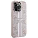 Kryt Guess 4G Printed Stripes MagSafe pro iPhone 15 Pro - růžová