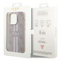 Kryt Guess 4G Printed Stripes MagSafe pro iPhone 15 Pro - růžová