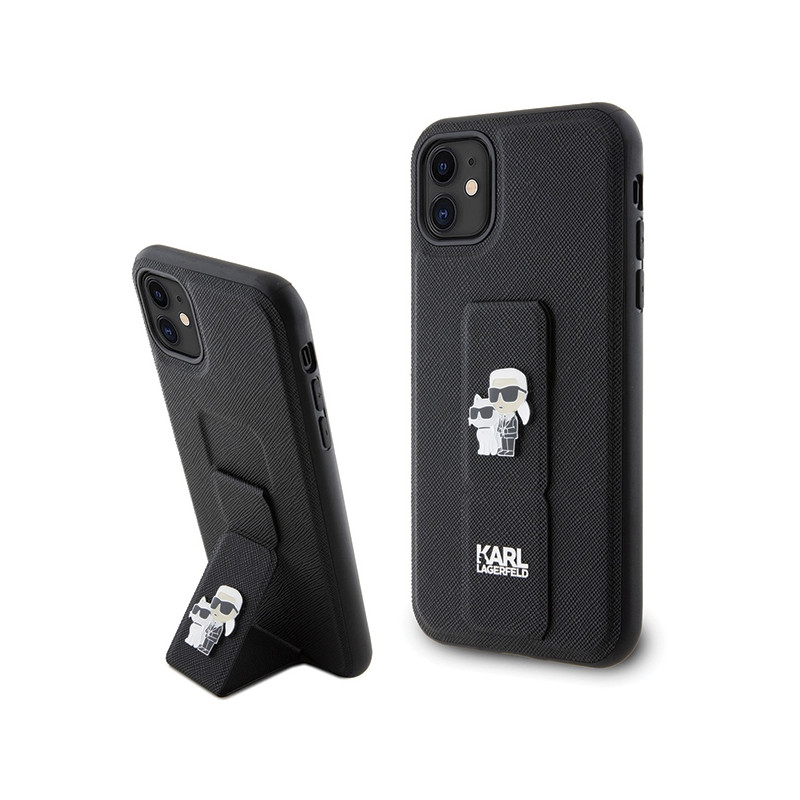 Kryt Karl Lagerfeld GRIPSTAND SAFFIANO pro iPhone 11 / iPhone XR - černý