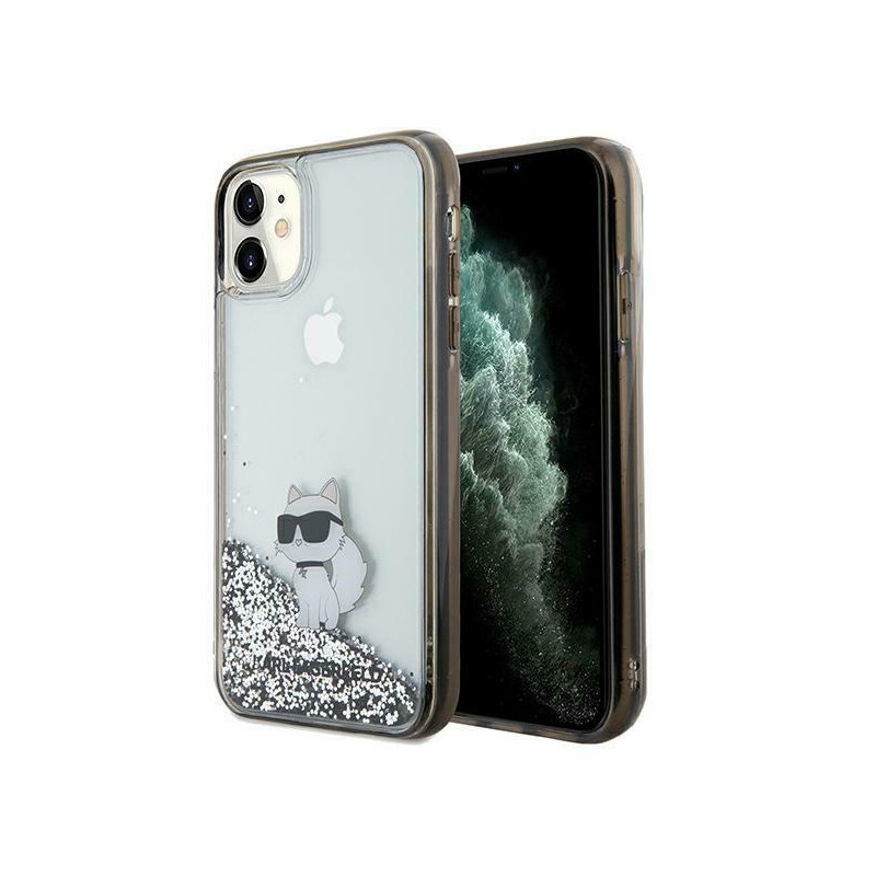 Kryt Karl Lagerfeld LIQUID GLITTER Choupette pro iPhone 11 / iPhone XR - transparent