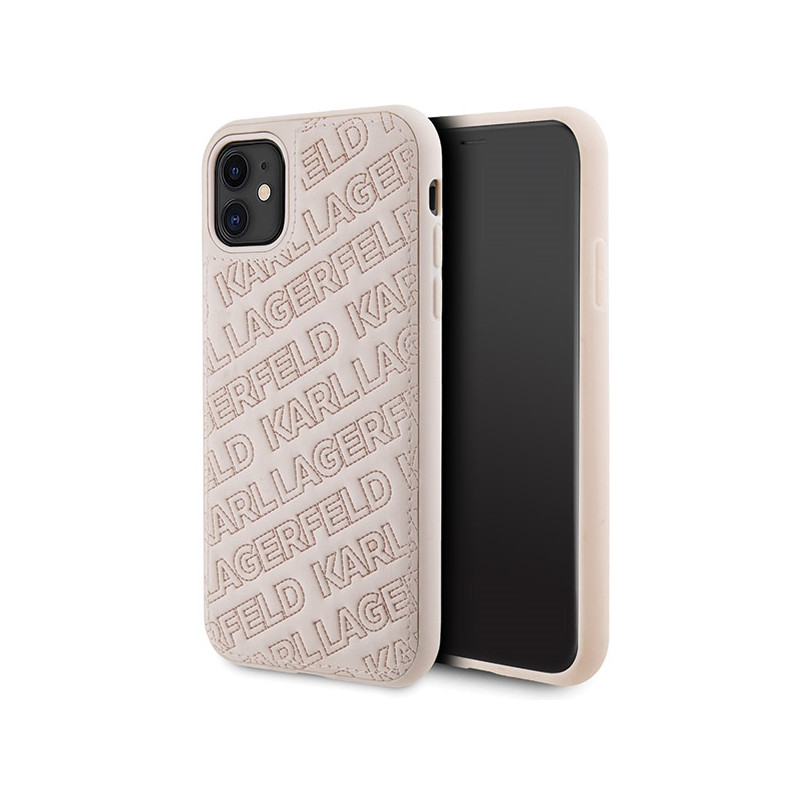 Kryt Karl Lagerfeld QUILTED K Pattern pro iPhone 11 / iPhone XR - růžový