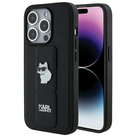 Kryt Karl Lagerfeld CHOUPETTE GRIPSTAND pro iPhone 14 Pro - černý