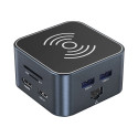 Hub USB-C 12v1 Wozinsky WHBC09Y8S multifunkční, s funkcí bezdrátového nabíjení, hliníkový, s kabelem 15 cm - šedý