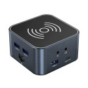 Hub USB-C 12v1 Wozinsky WHBC09Y8S multifunkční, s funkcí bezdrátového nabíjení, hliníkový, s kabelem 15 cm - šedý