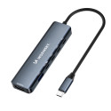 Hub USB-C 6v1 Wozinsky WHBC10Y4S multifunkční, hliníkový, s kabelem 25 cm - šedý