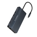 Hub USB-C 14v1 Wozinsky WDS03Y5S multifunkční, hliníkový, pro 3 monitory, s kabelem 15 cm - šedý