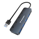 Hub USB-A Wozinsky WHS080YSS 4x USB-A 3.0 s individuálními vypínači, hliníkový, s kabelem 30 cm - šedý