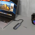 Hub USB-A Wozinsky WHS080YSS 4x USB-A 3.0 s individuálními vypínači, hliníkový, s kabelem 30 cm - šedý