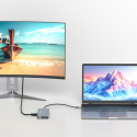 Hub USB-C 14v1 Wozinsky WDS03Y5S multifunkční, hliníkový, pro 3 monitory, s kabelem 15 cm - šedý