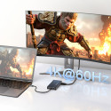 USB-C Hub 14 in 1 Wozinsky WDS03Y5S Multifunctional, Aluminum, for 3 Monitors, with 15 cm Cable - Gray